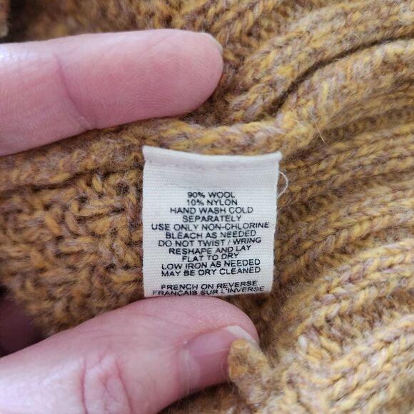 Anthropologie Moth pom pom knit sweater mustard wool blend tunic length size S - Picture 6 of 7